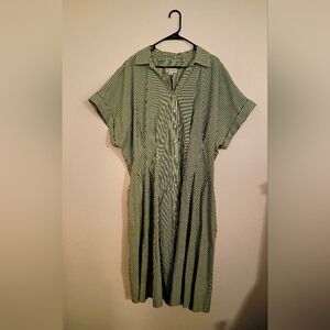 Ava & Viv Green Striped Midi Dress